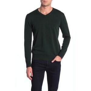 Joe Fresh V-Neck Pullover Sweater Knit Construction Long Sleeve Small DK-Green